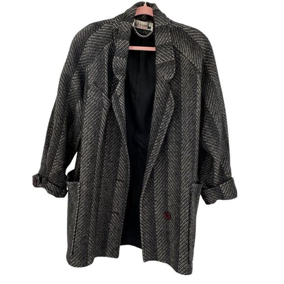 Vintage 1980s double breasted wool coat oversized size medium - Picture 1 of 6